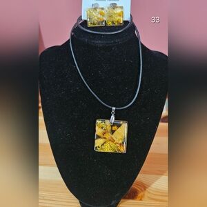 Yellow Floral Pendant Necklace